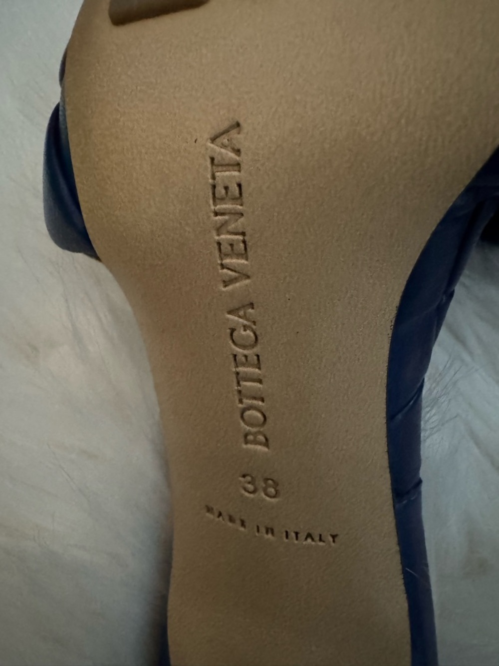 🆕 Bottega Veneta Navy Blue Woven Intrecciato Lido Slide Heeled Sandals - 38C - Picture 12 of 14